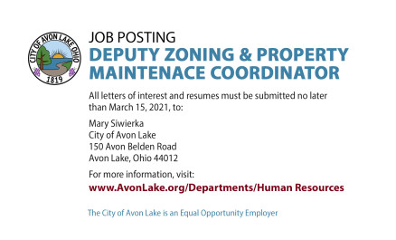 Deadline for Deputy Zoning & Property Maintenance Coordinator Applications