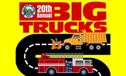 Text 20th Annual Big Trucks with an illustrated image of a snow plow and a fire truck